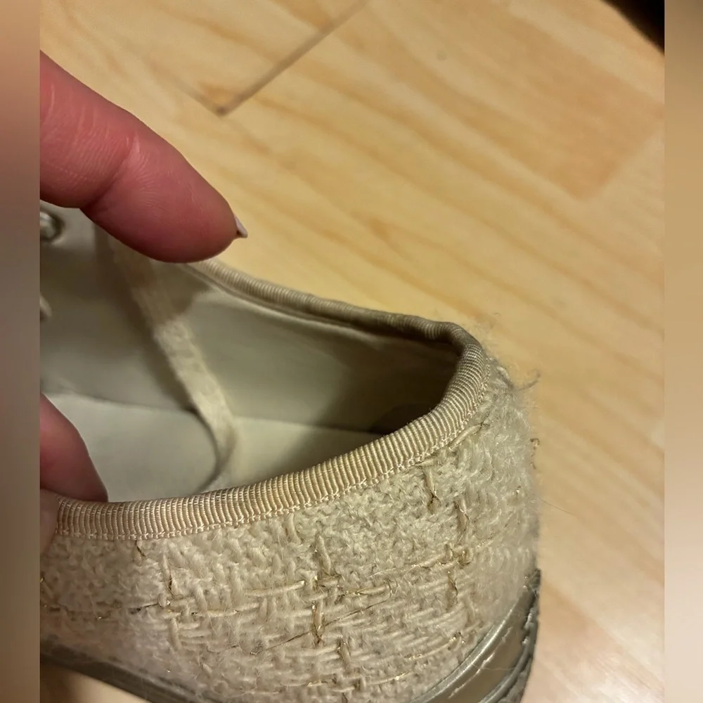CHANEL Cream Tweed sneakers